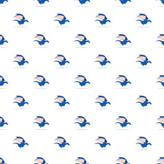 Fototapeta premium Blue stylized dragon character flying repeated creating a magical fantasy pattern