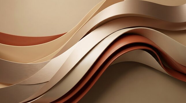 Smooth flowing abstract waves in elegant shades of beige and burnt orange for modern design backgrounds