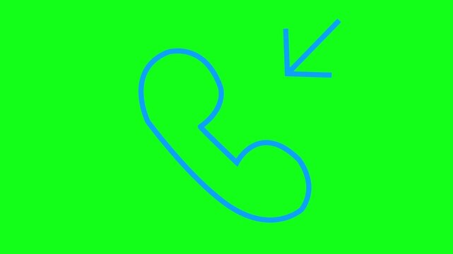 Incoming call symbol in neon pink outline, representing a communication alert and a ringing telephone icon with an arrow pointing inward against a dark gray background, perfect for digital notificatio
