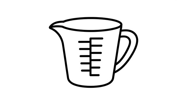 Black line icon of a kitchen measuring cup