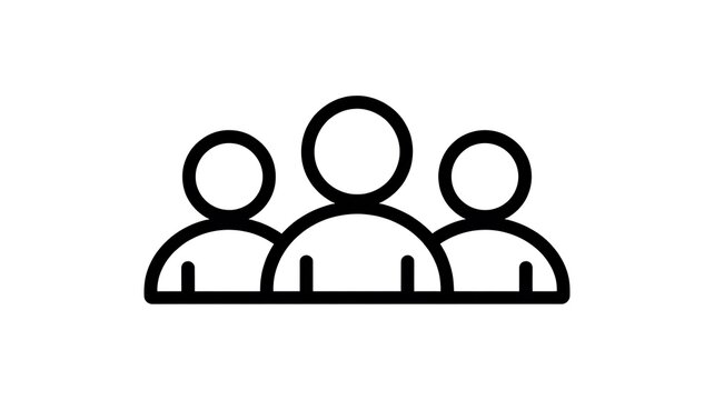 Simple line icon of a group of three people