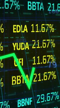 Animation of financial data processing over green and yellow lines