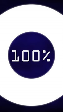 Animation of increasing percentage with icon against textured blue background