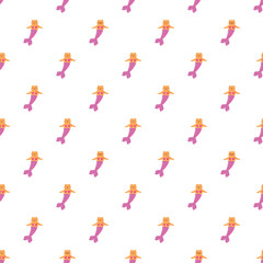 Fototapeta premium Adorable repeating pattern featuring cartoon cat mermaids with pink tails and heart tops