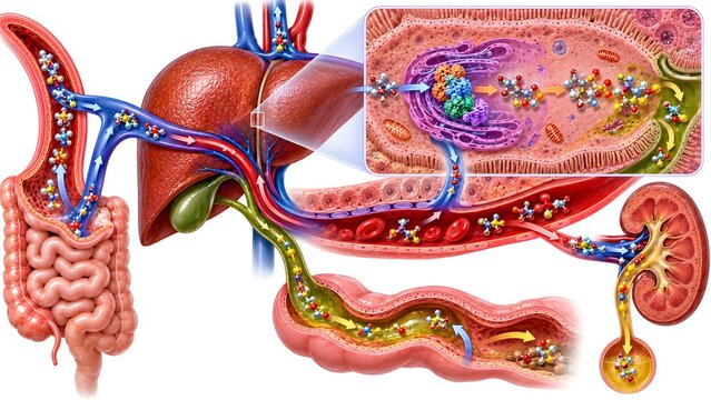 Drug Metabolism in Liver Showing Hepatic Biotransformation and Drug Elimination