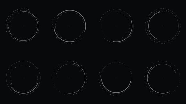 Loading circles animation in dark background with subtle light transitions for interface design