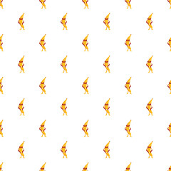 Fototapeta premium Banana superhero cartoon character wearing a mask and posing in a seamless pattern