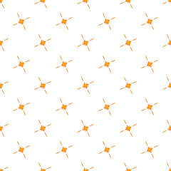 Fototapeta premium Orange sparkle stars creating a repeating pattern on a white background