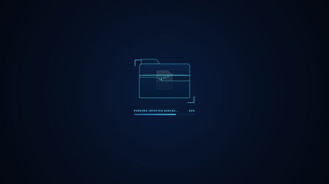 Digital security hud interface scanning virus and folder delete action. 4K Video