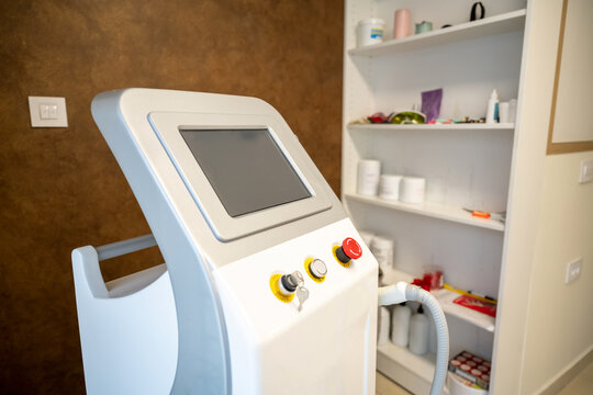 Professional laser hair removal machine with display screen inside aesthetic clinic