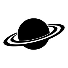 Saturn Planet with Rings Black Silhouette for Space and Astronomy Projects © Selda