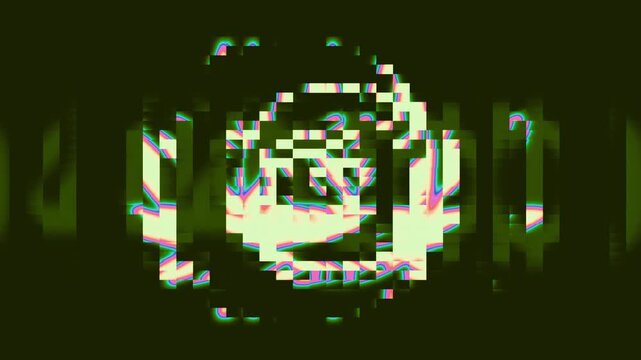 3d motion animation of glowing green 420 text morphing through pixel grid distortion vfx into a flickering neon cannabis leaf with dynamic looping seamless transition effect