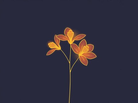 Delicate blossom vector a cluster of six minimalist firefly flowers in continuous line art, simple illustrations, firefly-inspired artwork