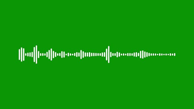 Advanced audio waveform visualizer, white frequency spectrum, smooth sound equalizer animation, music rhythm signal, digital recording interface, modern minimalist graphics, green screen seamless. 4k