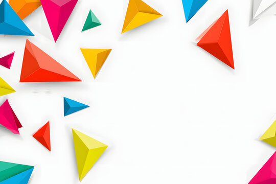 Three-dimensional triangle shapes for origami, featuring bordered backgrounds.