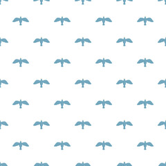 Fototapeta premium Blue bird silhouette repeatable pattern on a white background