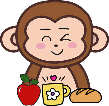 Cute Monkey Character Emoticon Set for Daily Life Expressions and Reactions