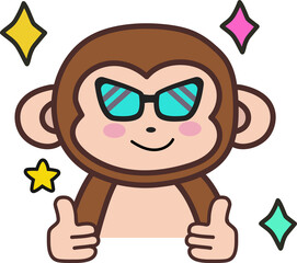 Naklejka premium Cute Monkey Character Emoticon Set for Daily Life Expressions and Reactions