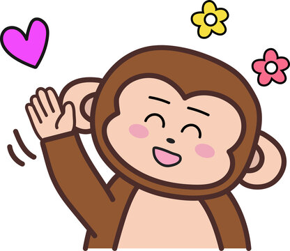 Cute Monkey Character Emoticon Set for Daily Life Expressions and Reactions