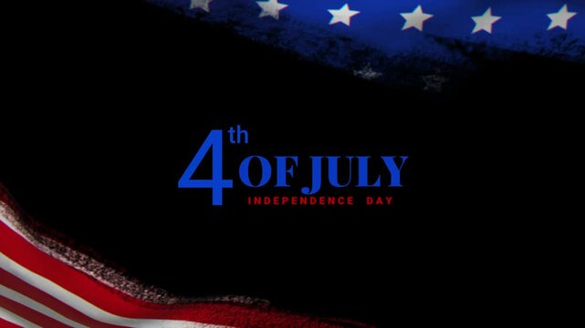Fourth of july independence day celebration with falling gold star confetti and american flag wave