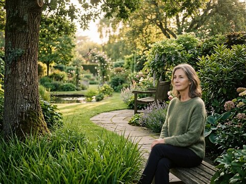 Woman sitting garden