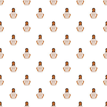 Pregnant woman cartoon illustrations forming a repeating seamless pattern