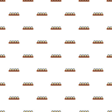 Sushi maki rolls creating a repeating pattern on white background