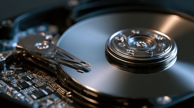 Inside of internal Harddrive HDD , Disassembled hard drive from the computer data hard drive backup disc hdd disk restoration
