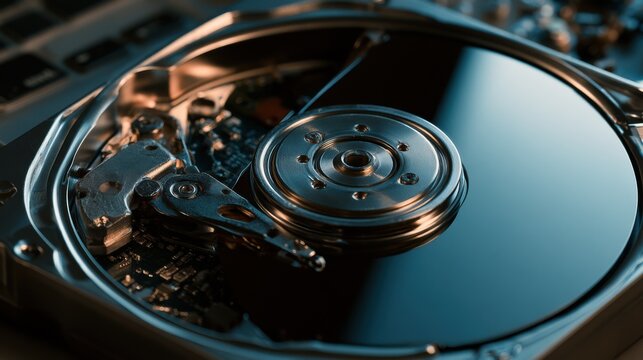 Inside of internal Harddrive HDD , Disassembled hard drive from the computer data hard drive backup disc hdd disk restoration
