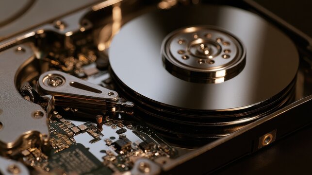 Inside of internal Harddrive HDD , Disassembled hard drive from the computer data hard drive backup disc hdd disk restoration
