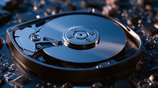 Inside of internal Harddrive HDD , Disassembled hard drive from the computer data hard drive backup disc hdd disk restoration

