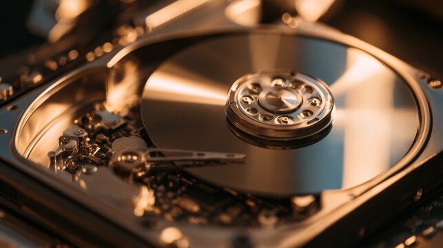Inside of internal Harddrive HDD , Disassembled hard drive from the computer data hard drive backup disc hdd disk restoration
