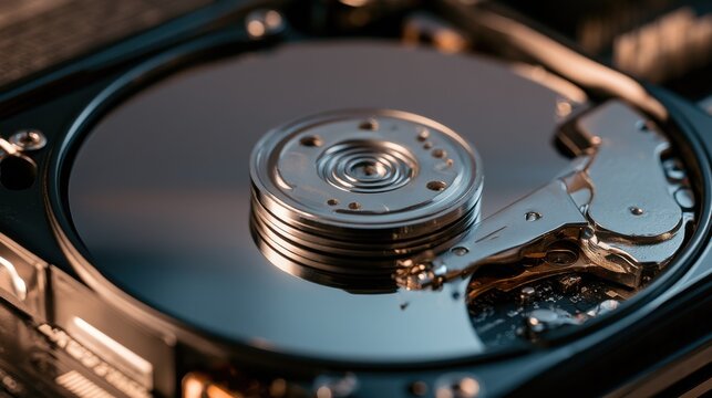 Inside of internal Harddrive HDD , Disassembled hard drive from the computer data hard drive backup disc hdd disk restoration
