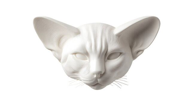 White cat head sculpture for design