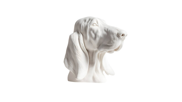 White dog head sculpture for decor