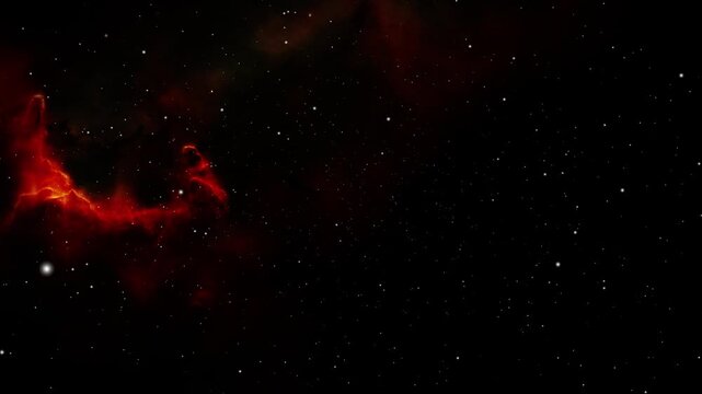 Dramatic Red Nebula and Star Field in Deep Space