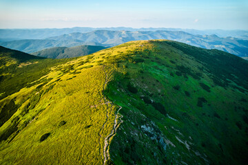 Naklejka premium Aerial view of mountain hills