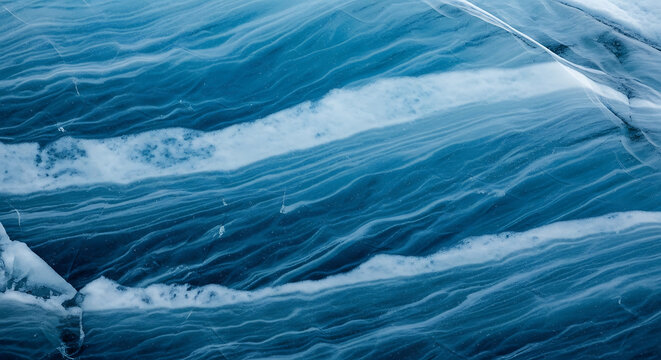 Abstract Blue Ice Patterns Formed by Compression and Flow Lines Glacier