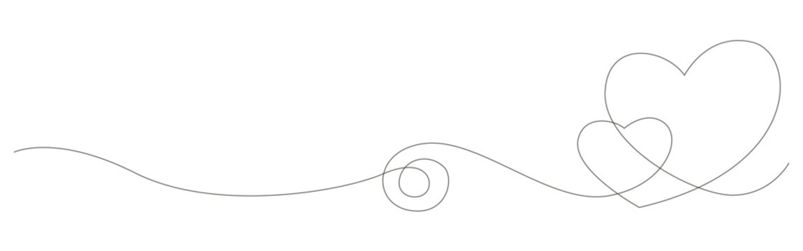 Continues line heart creates an elegant swirl design depicting two interconnected sketches. love vector background