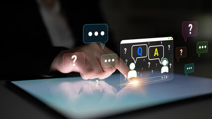 Interactive Online Support System Demonstrating User Engagement with Question and Answer Interface...