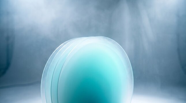 Abstract Teal Glass Lenses with Smoke and Fog Background