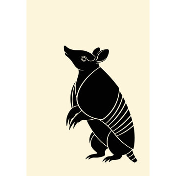 Ilustraci&oacute;n minimalista de un armadillo en negro sobre fondo claro.