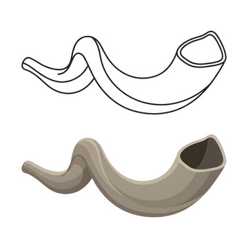 Shofar horn illustration set for Jewish religious holiday Rosh Hashanah and Yom Kippur
