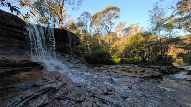 Waterfall Cascading Over Rocks in Blue Mountains National Park