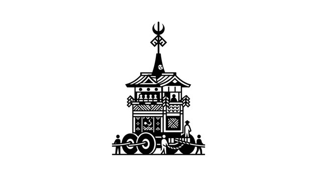 Black and white Japanese festival float icon.