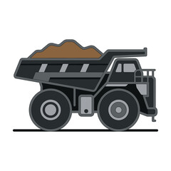 Cartoon Illustration Of Heavy Duty Mining Dump Truck Transporting Ore © MSTMAHMUDA