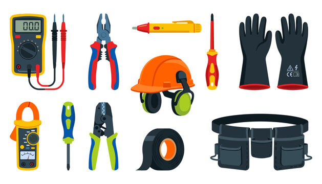 Electrical Tools Set with Multimeter, Pliers, Screwdriver, and Safety Gear