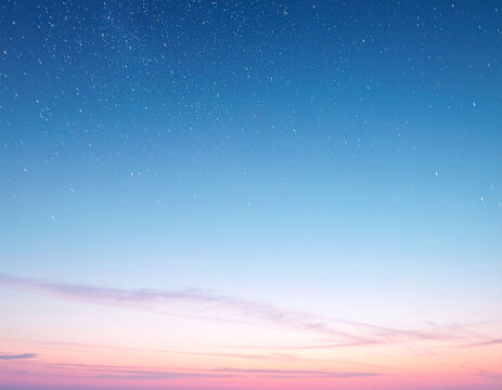 星空と夕焼けのグラデーション空　文字入れ可能なコピースペース付きの美しい背景素材　幻想的な夜明けと夜の境界線　SNS投稿用バナーやWebサイトのヘッダーに活用できる自然風景のイメージ素材