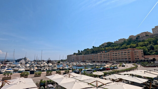 Panoramic View of Port Hercule Harbor in Monte Carlo Monaco