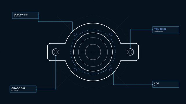 Precision Component Inspection: Futuristic UI & Technical HUD Animation